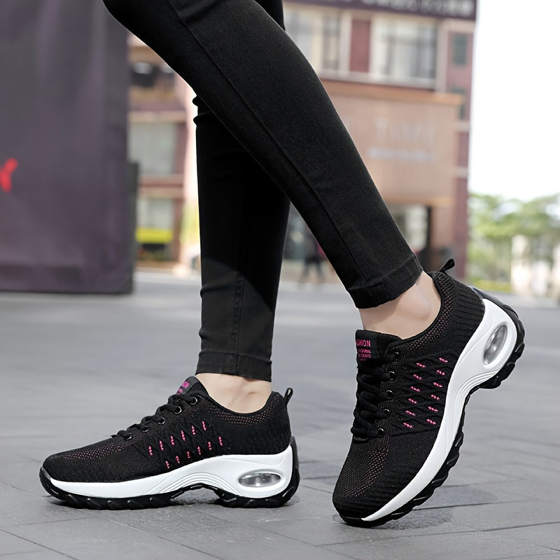Women's Argyle Knit Running Shoes with Air Cushion