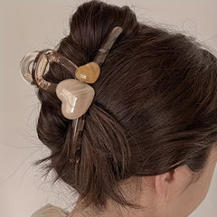 3pcs Heart Decor Hair Clips Claw Clips Girls Accessories