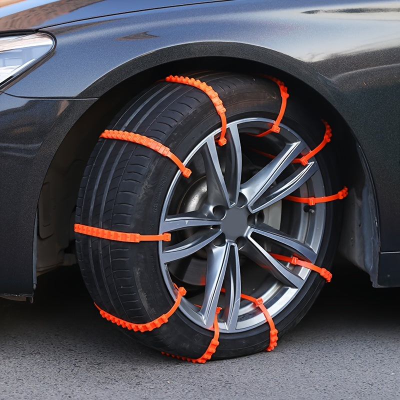 10pcs Car Snow Chain Self Driving Rescue Emergency Chain Orange Nylon