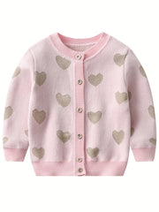 Toddler Girls' Knit Sequin Star Button Sweater