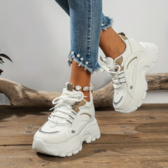 Women's Chunky Sports Sneakers Lace Up Casual Running Shoes