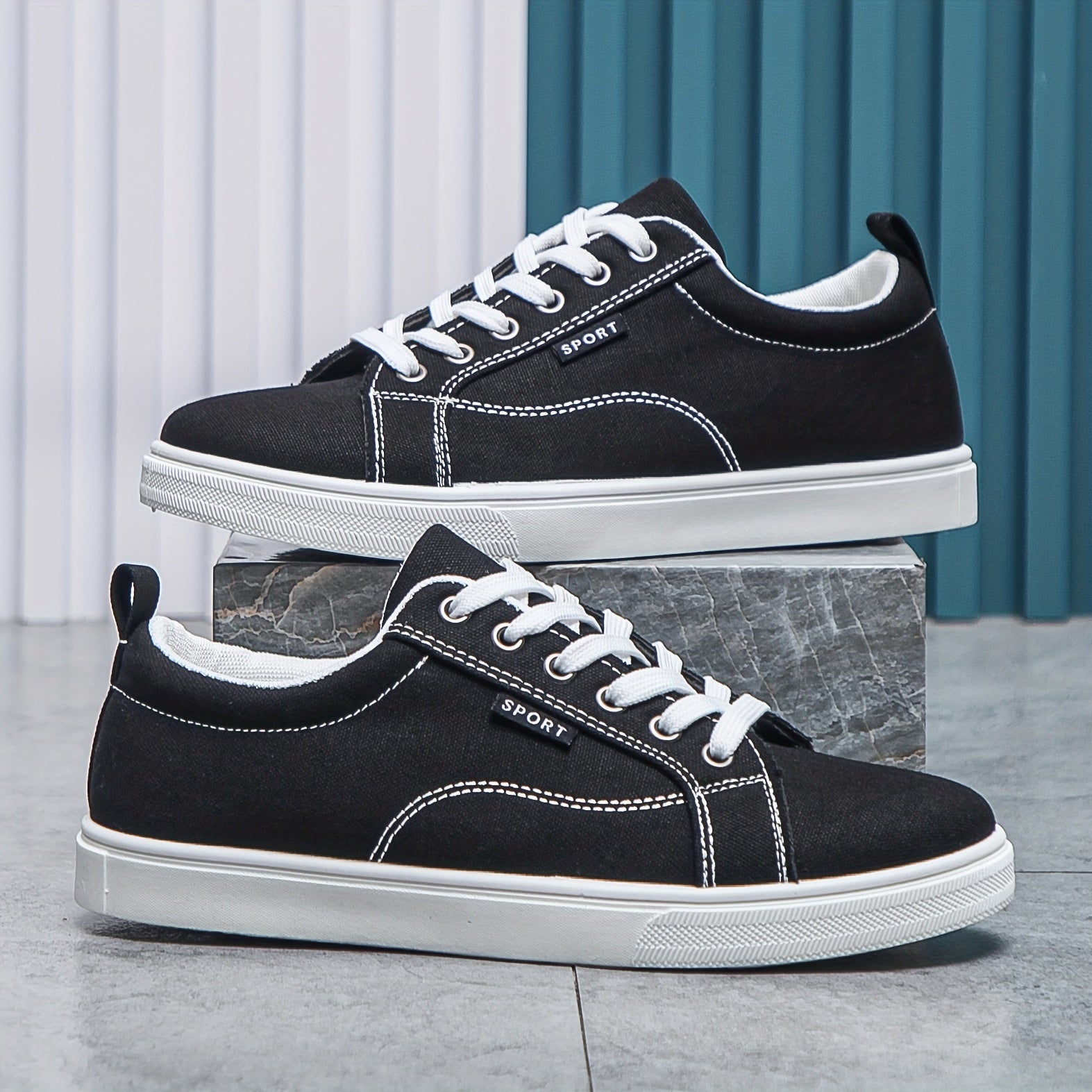 Men's Casual Breathable Canvas Shoes Low Top Non Slip
