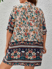 Boho 2 Piece Set: Floral Cover Up & Drawstring Shorts
