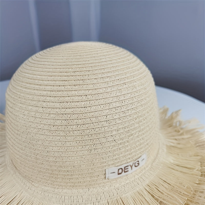 Stylish Sun Hat Double Layer Tassel Vintage Straw Hat