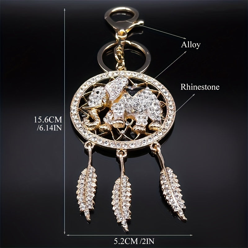 Elephant & Dream Catcher Crystal Keychain - Women Girls Gift
