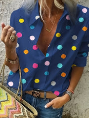 Polka Dot Print Long Sleeve Shirt