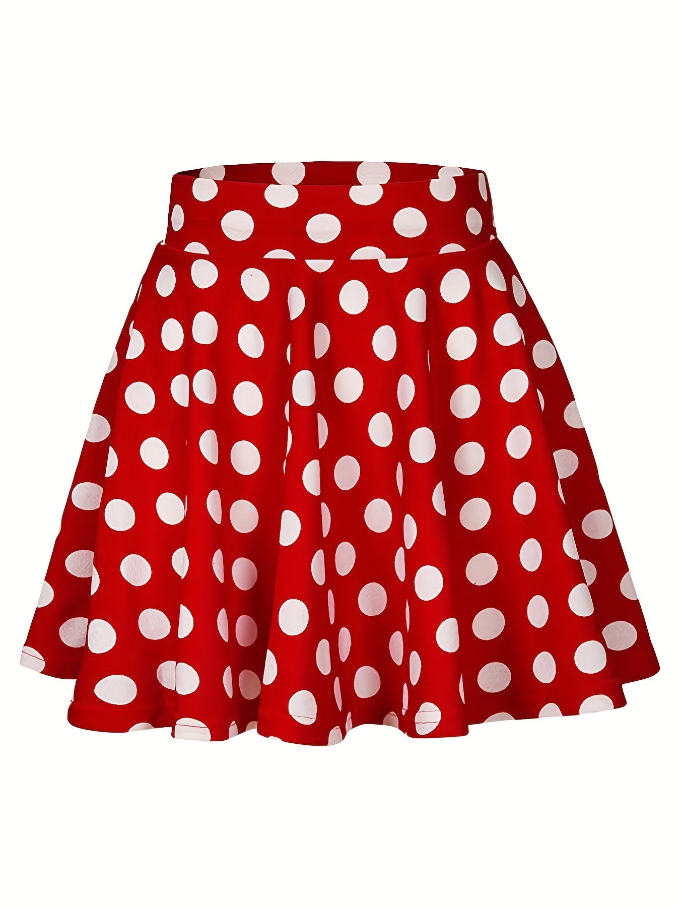 Polka Dot Print Flared Skirt High Waist Retro Style