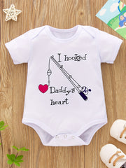 Baby Girls & Boys I Hooked Daddy's Heart Short Sleeve Onesie