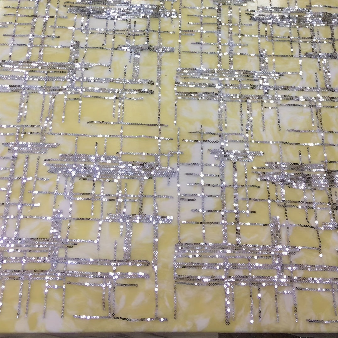 Mesh Sequin Embroidery Fabric Gingham Dress Lace Glitter Sequins