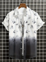 Floral Print Men's Short Sleeve Shirt for Summer Vacation