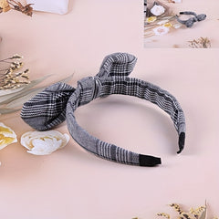 Wide Grey Bow Headband Solid Striped Print Hair Band Girls Hair Accessories