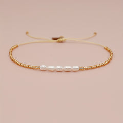 Golden Freshwater Pearl Beaded Bracelet for Girls Kids