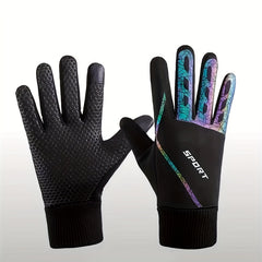 Autumn Winter Warm Touch Screen Gloves Reflective Stripe