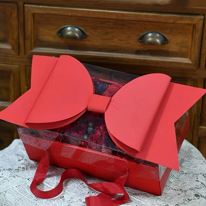 Transparent Handheld Flower Box Bow Bouquet Gift Packaging Box