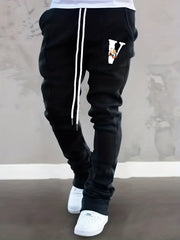 Cartoon Bear Pattern Slim Fit Flared Joggers