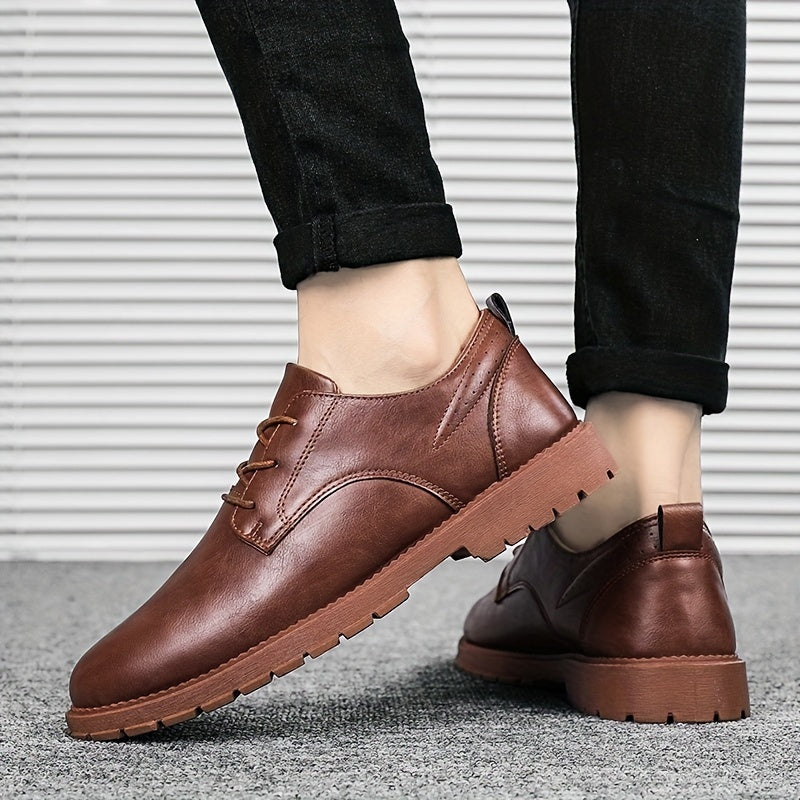 Men's Preppy Style Derby Shoes Lace up Front Business Formal