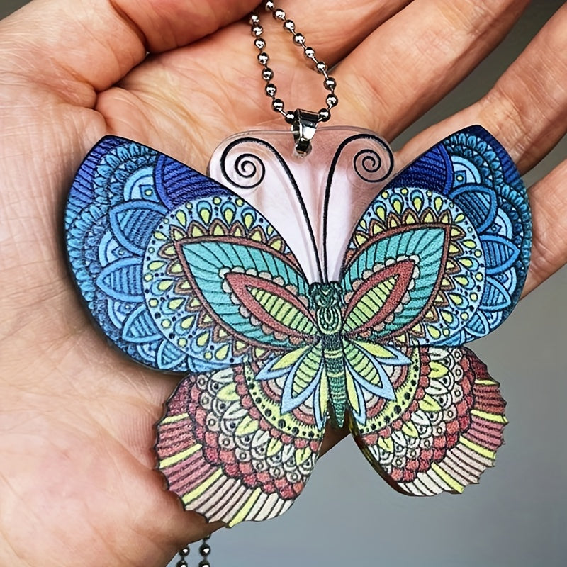 Red Butterfly Print Bohemian Hanging Ornament