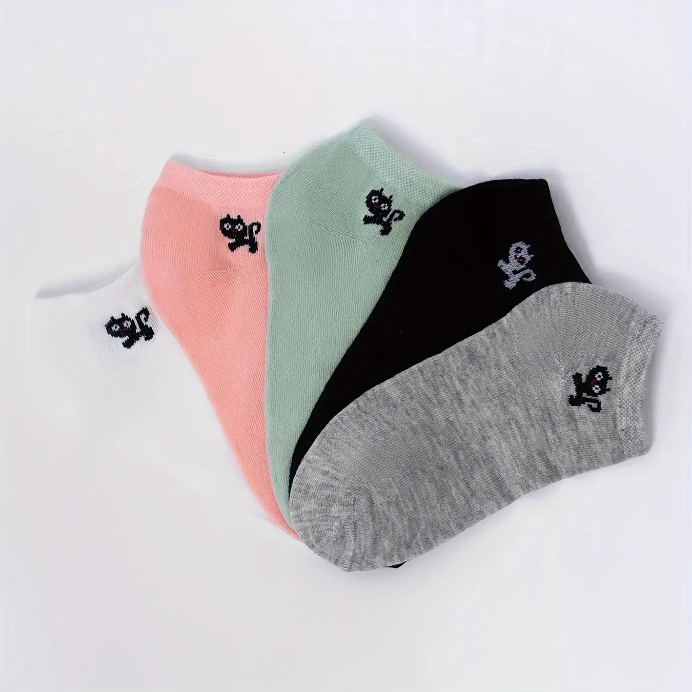 5 Pairs Cute Cat Print Socks for Women