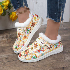 Christmas Plush Lined Loafers Shoes for Fall Winter