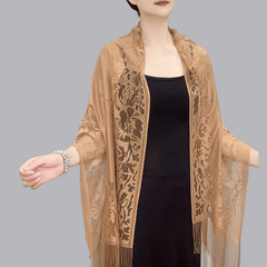 Floral Tassel Scarf Breathable Shawl for Women