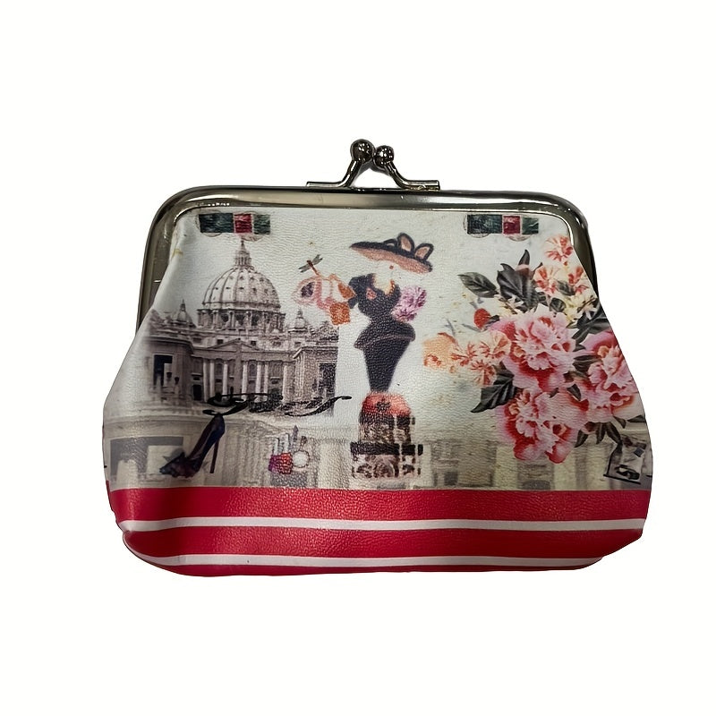 Vintage Floral Coin Purse Clutch Bag Kiss lock Closure Wallets For Women