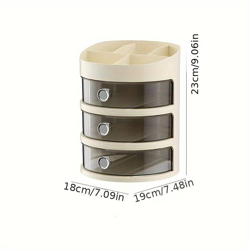 Desktop Stationery Storage Box Light Style Round Transparent Makeup Storage Box