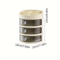 Desktop Stationery Storage Box Light Style Round Transparent Makeup Storage Box