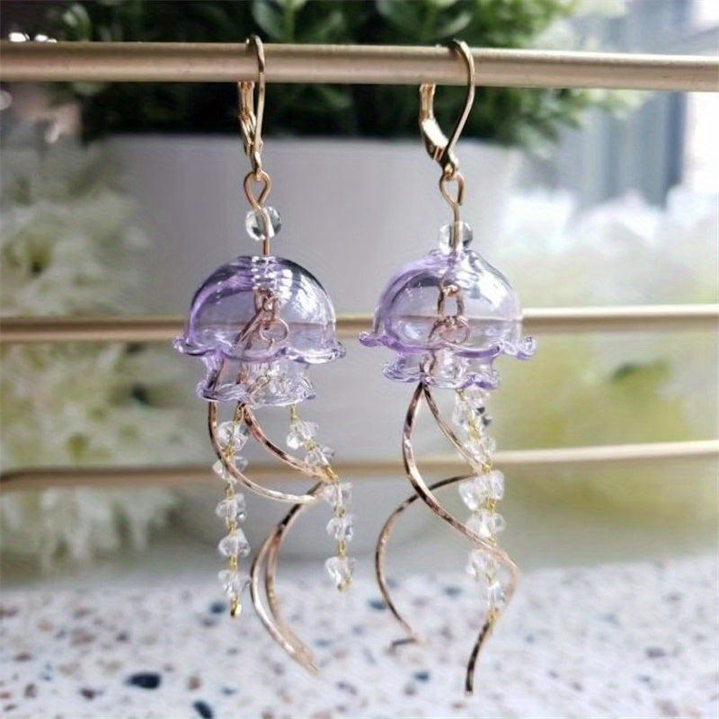 Creative Jellyfish Tassel Earrings Holiday Gift For Girls Summer Vacation