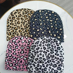 Sport Knit Beanie Hat Leopard Jacquard Autumn Winter Warm Ski Cold Hat