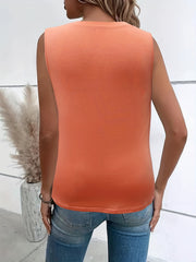 Rainbow Print Tank Top Round Neck Medium Stretch