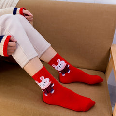 5 Pairs Soft Rabbit Pattern Socks Pack for Chinese New Year Women's Lucky Socks