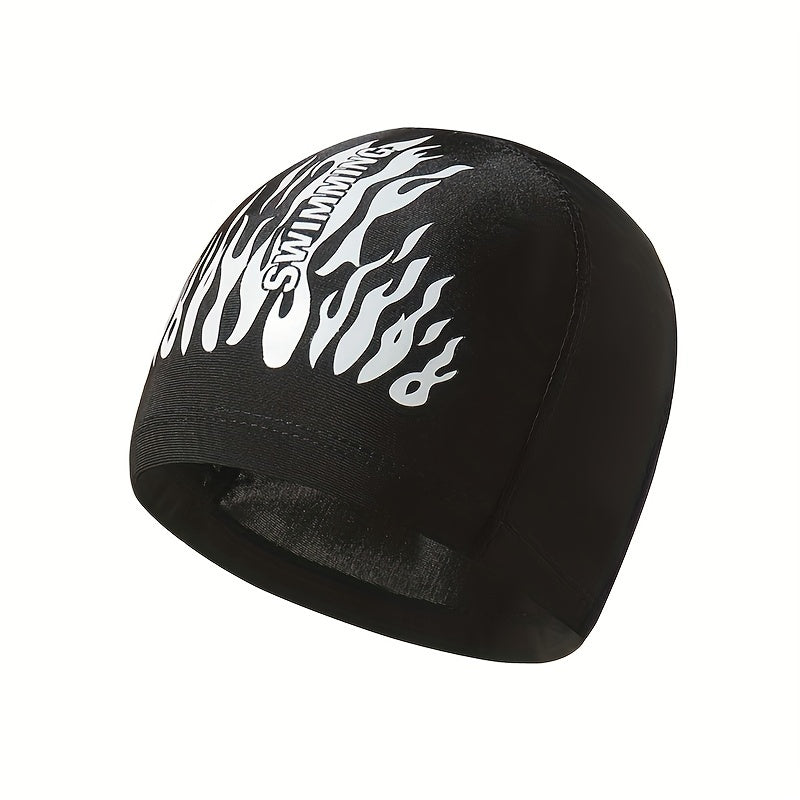 Flame Pattern Swim Cap Elastic Ear Protection