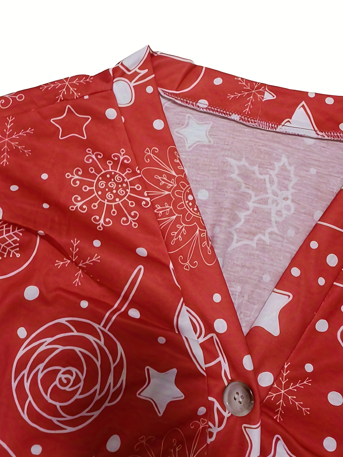 Christmas Cardigan Women's Santa Claus & Gift Print Button Up Cardigan