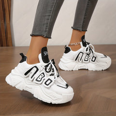 Women's Knit Mesh Sneakers Low Top Platform Shoes