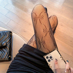 2 Pack Letter & Floral Pattern Tights Mesh Pantyhose Women's Stockings