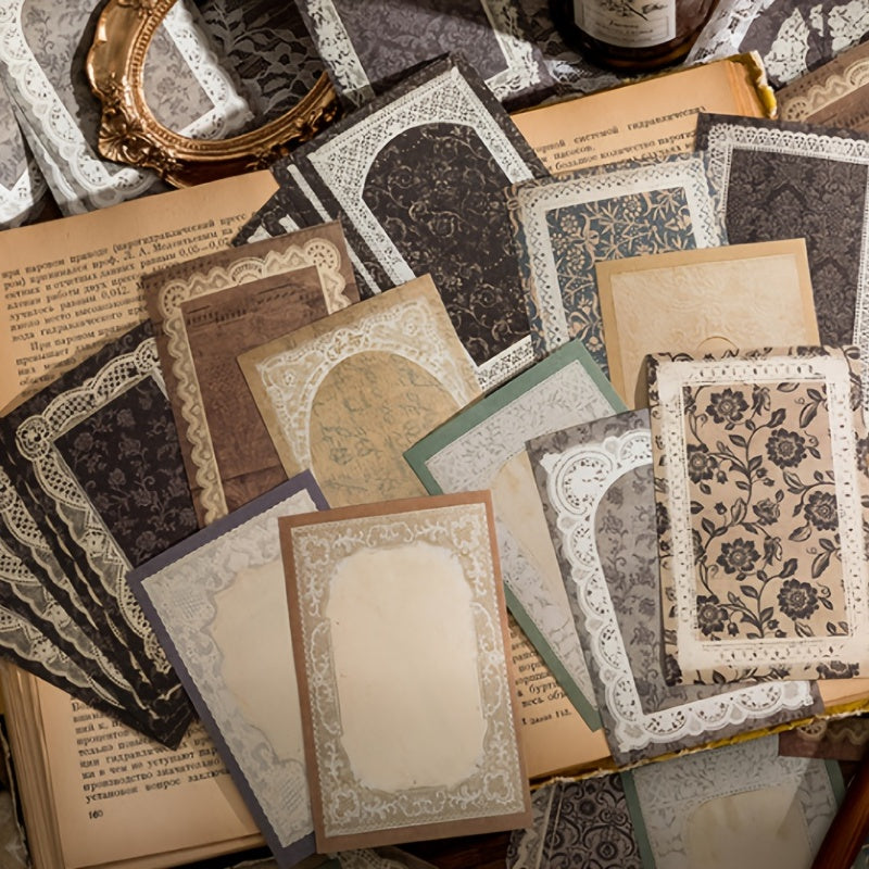 50 Sheets Lace Trim Cutable Paper Notepad Stickers Set