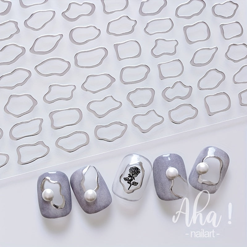 Irregular Bronzing Pattern Nail Art Stickers Decals Self Adhesive