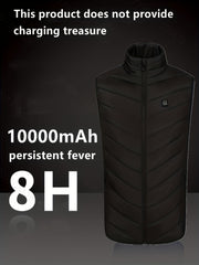 Men's Smart Heating Vest for Winter, 2 Areas, Warm Outdoor Clothing