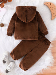 Baby Boys Hooded Sweatshirt Trousers Set For Autumn And Winter