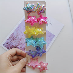 12pcs Sequins Love Star Crown Hair Clips & Headwear Set