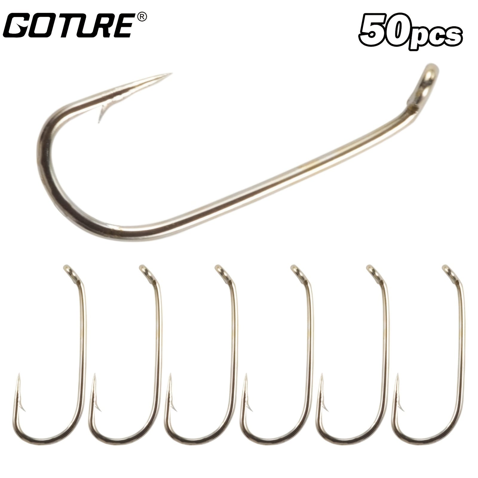 50pcs Fly Fishing Hooks with Straight Handle Barbs 8-22 for Dry Flies