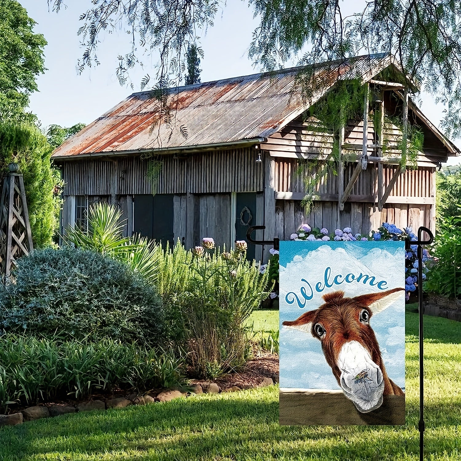 Funny Animal Donkey Garden Flag Farmhouse Decor
