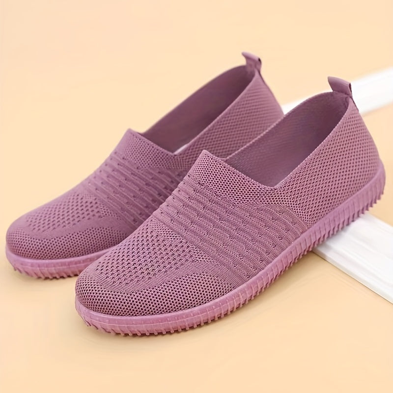 Women's Breathable Knit Slip On Sneakers Lightweight Walking Shoes