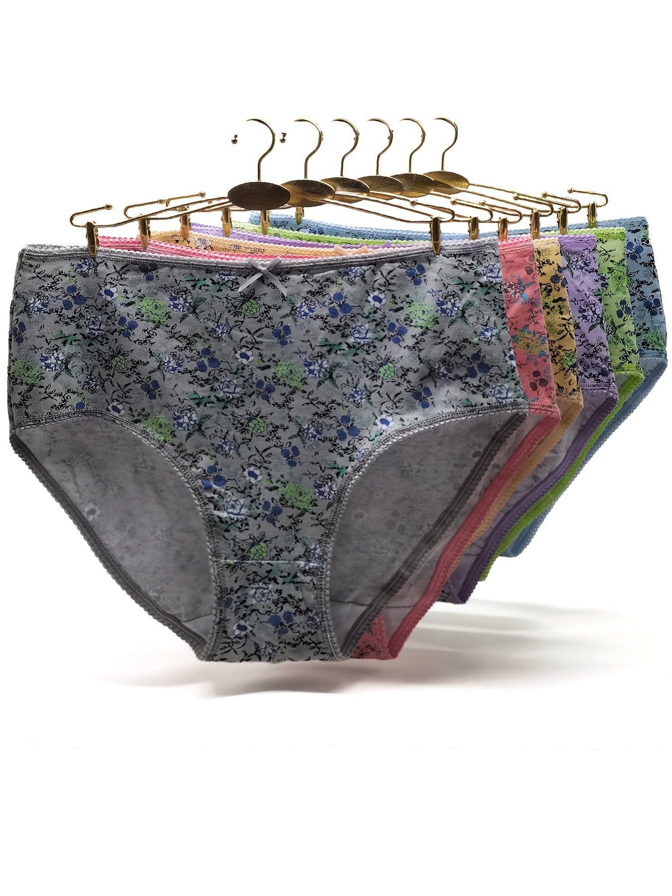 6pcs Floral Print Briefs Comfy & Breathable Intimates Panties