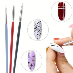 3pcs Nylon Painting Brushes Wood Handle Paint Brush Fine Line Drawing Pen