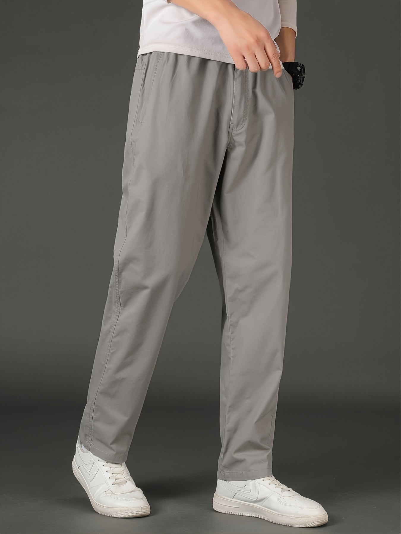 Men's Solid Slim Straight Casual Pants