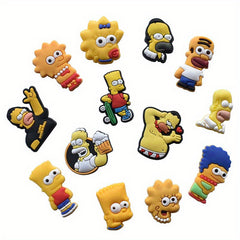 15pcs Cartoon Shoe Charms for Clogs Jigs Bubble Slides PVC Shoe Decorations
