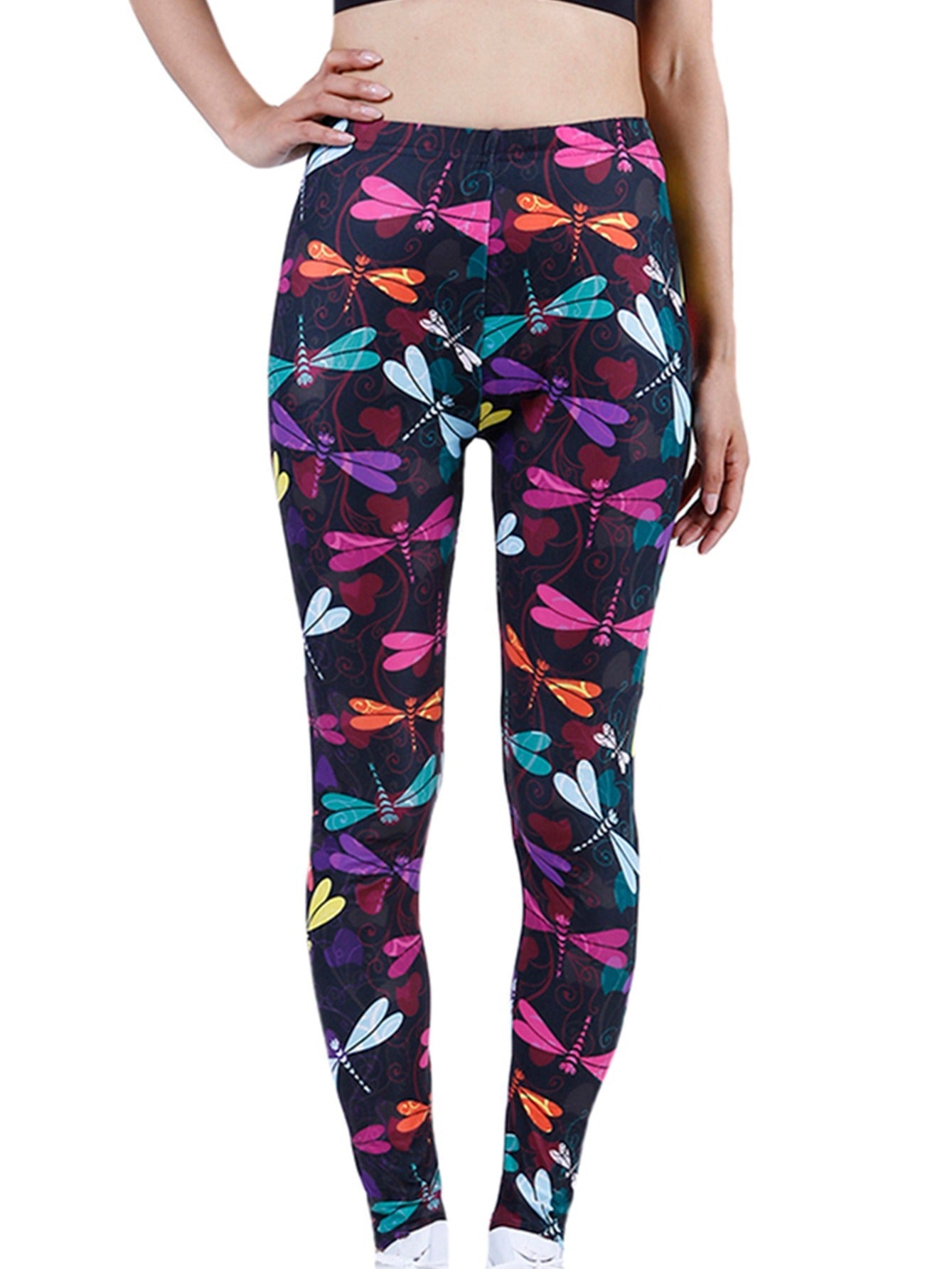 Colorful Dragonfly Animal Print Leggings