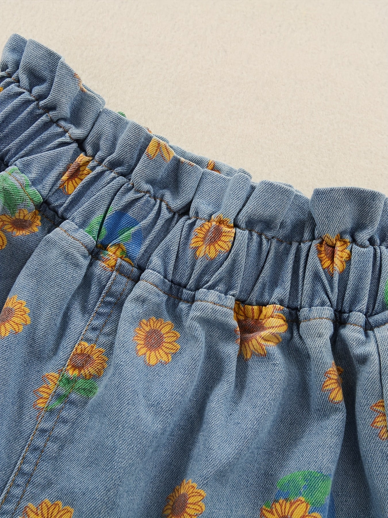 Girls Sunflower Graphic Casual Denim Shorts Kids Summer Clothes
