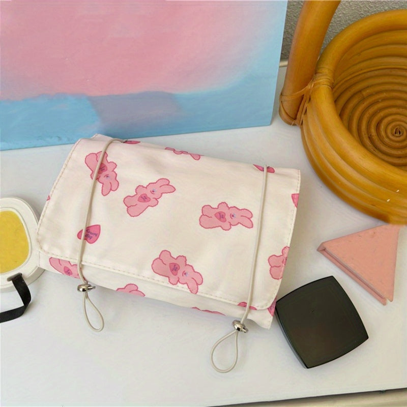 Portable 4-in-1 Roll Up Travel Toiletry Organizer with Cartoon Pattern